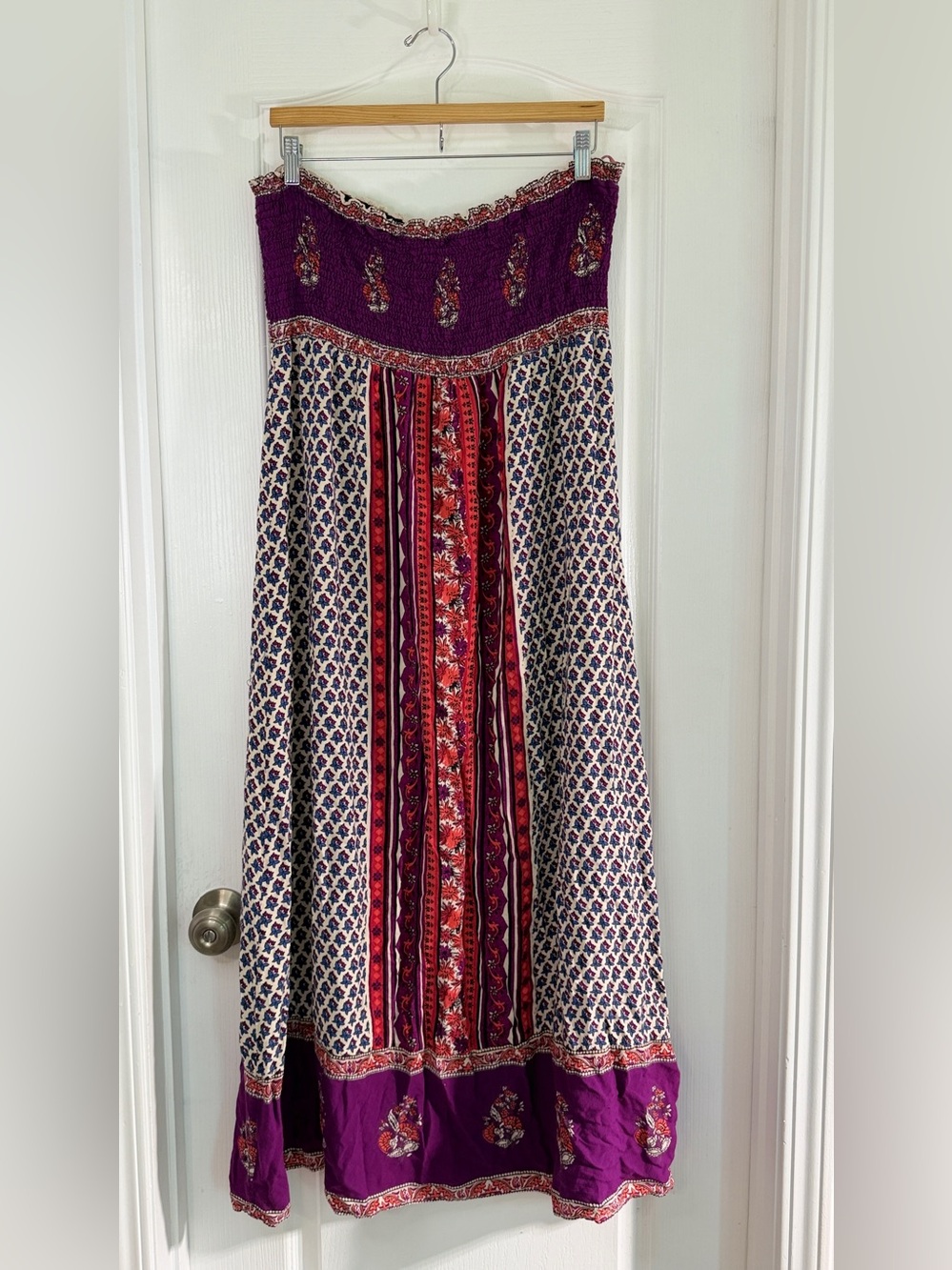 Angie Purple and Red Boho Maxi Skirt